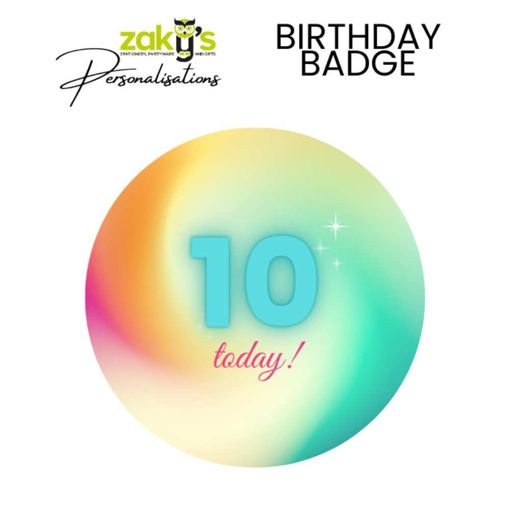 Picture of 10 TODAY BIRTHDAY BADGE RAINBOW OMBRE